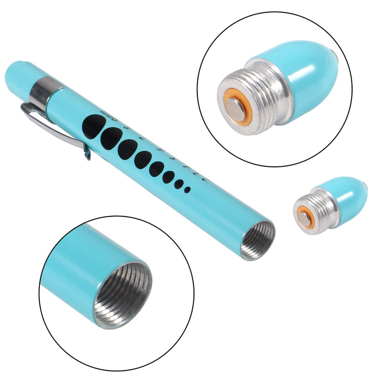 Aokin Pen Light with Pupil Gauge, Reusable LED Penlight Medical for Doctor Nurse Diagnostic etc, White Light, Sky Blue and White