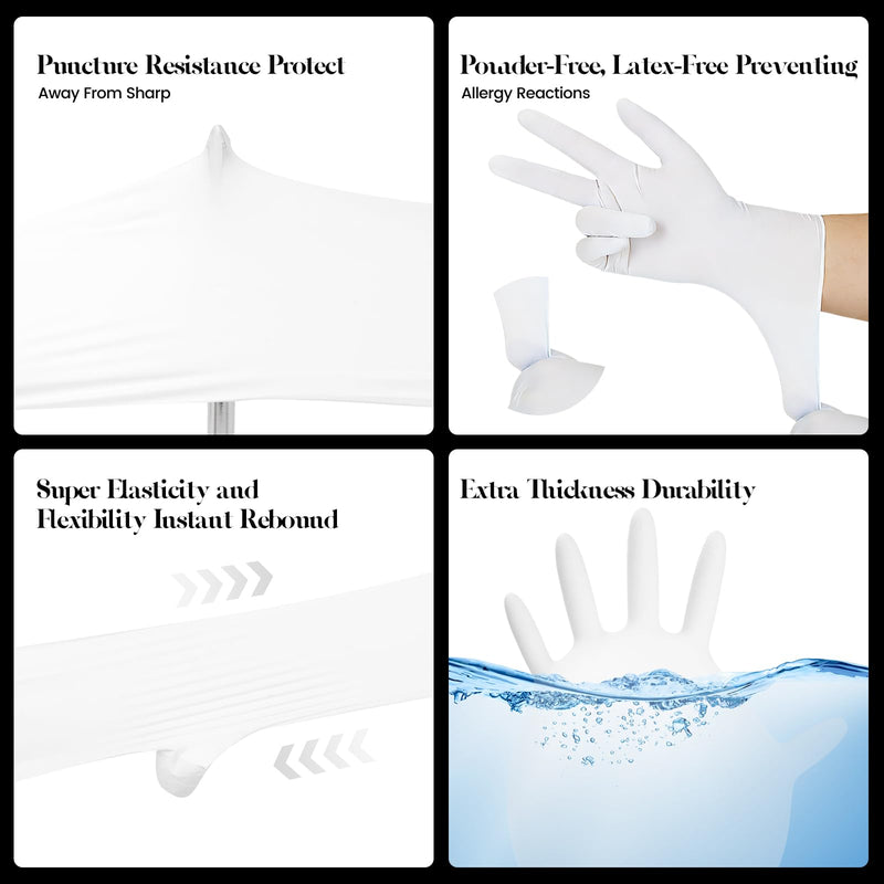 Kids Disposable Gloves, 5-Mil Safe White Nitrile, Small, 100Ct White of 100pcs