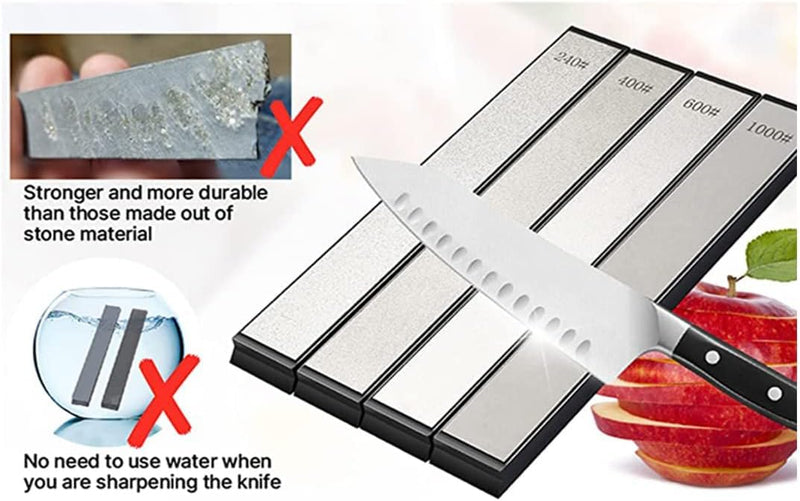 8 Pcs Diamond Knife Sharpening Stones, Diamond Stone Set With Base For Kitchen Knife sharpener - 120+240+400+600+800+1000+2000+3000 Grit