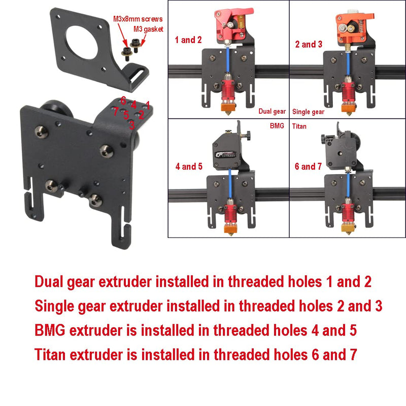Upgrade Direct Drive Support Aluminum Plate with 4pcs Pulleys with Dual Gear Extruder with Stepper Motor Kit Only for Ender 6 (Dual Gear Extruder+Motor Kit) Dual Gear Extruder+Motor Kit