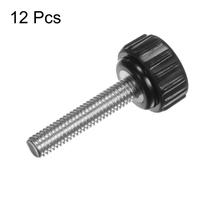 HARFINGTON 12pcs Knurled Knobs M5 x 25mm Male Thread 16mm Head Grip Plastic Metric Clamping Knobs Handles Thumb Screws with Threaded Stud, Black M5 x 25mm x 16mm