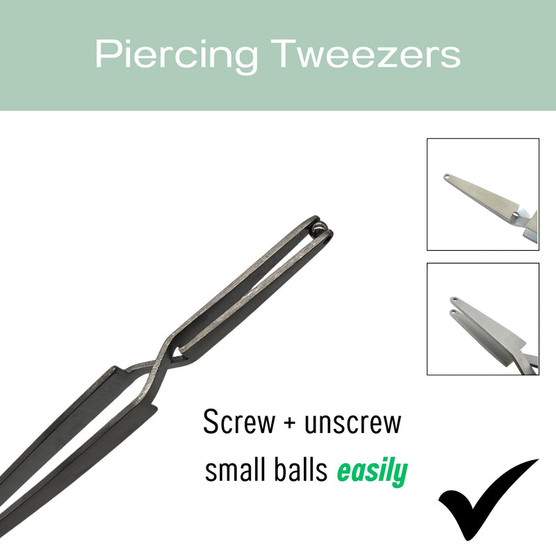 Piercing Ball Grabber Tool - for Small Balls 2mm or larger - Self-Retaining - Stainless Steel - Ball Holder Tweezers T1 - Piercing Tools for Changing Jewelry