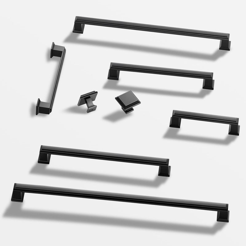 Lardmon 3 Pack 7.5 Inch(192mm) Hole Center Matte Black Modern Cabinet Pulls Kitchen Cabinet Handles Kitchen Cabinet Hardware Timeless Drawer Pulls for Dresser Cupboard Wardrobe, M-Black(7.5x3) 7.5 Inch Hole Center