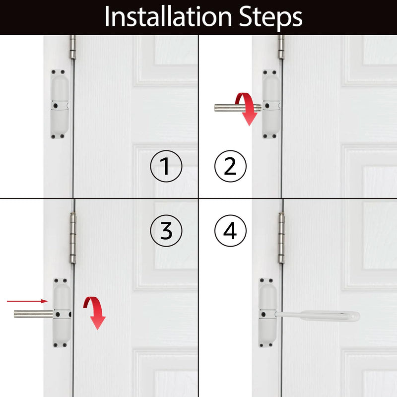 2PCS Automatic Door Closer Safety Spring Door Closers, 4-1/2"or 3-1/2” Adjustable Closing Door Hinge Black & White Door Closer Auto for Self-Closing, Residential, Commercial (White) White-4-1/2"
