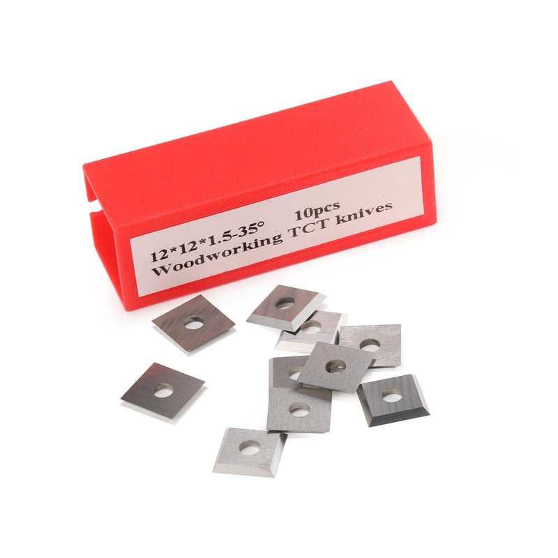 Square Corners 12mm Carbide Inserts, 12mm Length x 12mm Width x 1.5mm Thick, 35 Degree Cutting Angle, 4-Blade Straight Hole, Suitable for Replacing Helical Planer Cutter Heads (12 * 12 * 1.5mm) 12*12*1.5mm