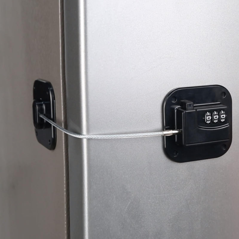 Refrigerator Lock (4 Pack), Heavy Duty Combination Fridge Lock, for Fridge, Cabinets, Window, Drawers and Child Safety Cabinet Lock, Strong Non-Marking Adhesive No Drilling (Black) Black 4pcs