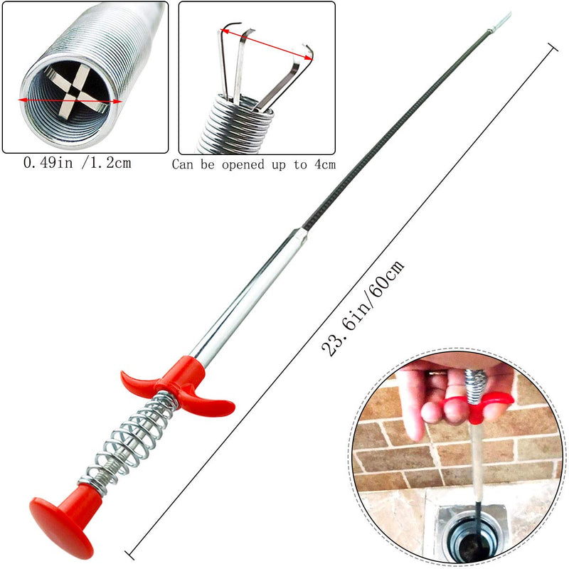 Plumbing Grabber Sink Grabber Flexible Claw Pickup Tool for Litter Pick, Drains, Home Sink, Toilet & Clean Dryer Vents (24inch) 24inch