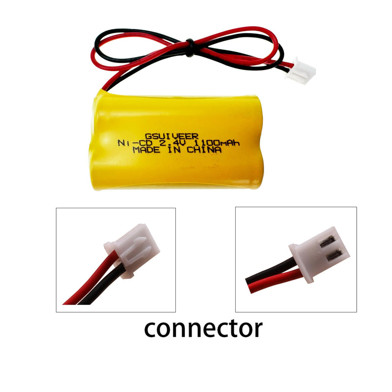 2.4V Emergency Light Battery Exit Sign Replacement 2.4 Volt 1100mAh Ni-CD Compatible with Lithonia 10010034 Exitronix 10010036 Interstate NIC1394 BEL-179 (2 Pack) 2 Pack x exit sign battery 2.4v