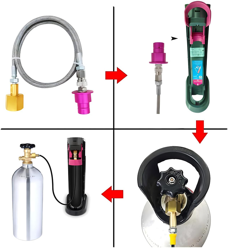 Soda Terra Machine Co2 Adapter Quick Connector Stainless Steel Hose Compatible with Terra DUO Art Gaia Soda Series (60inch)