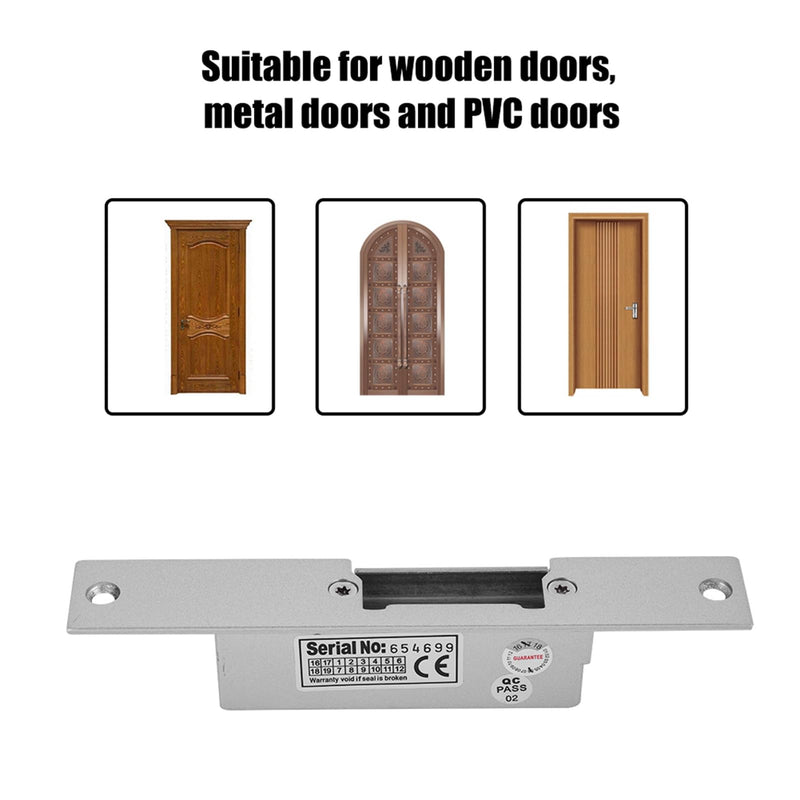 Meiyya Electric Strike, Practical Door Lock, Durable Safe Metal Doors for Wooden Doors(NO Cathode Lock)