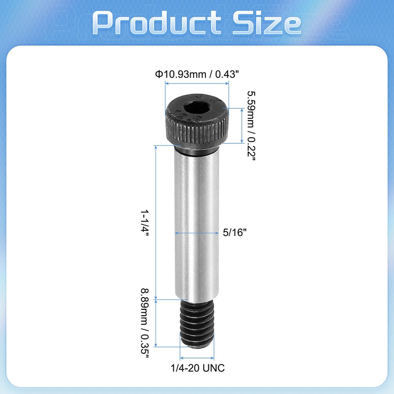 uxcell Alloy Steel Hexagon Socket Head Shoulder Screws Bolts, 1-5/16" Shoulder Length, 5/16" Shoulder Dia, 5/16-20 UNC Thread, 5pcs 1-1/4" x 5/16"