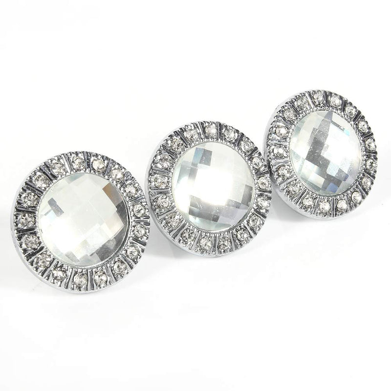 Fdit 10pcs Fashionable Decorative Clear Crystal Drawer Knobs, Shiny Rhinestone Home Bathroom Cupboard Drawer Door Pull Handle Decoration (Silver)