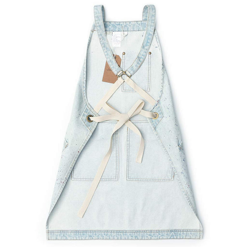 Jeanerlor - Denim Tool Shop Apron with 5 Pockets for Hairstylist with Pockets for Women Cross Straps & Adjustable S to M (Light Blue) Medium Light Blue