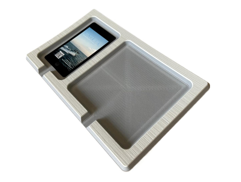 | 13mm Phone & Accessories Boat Double Dash Holder | SeaDek | Adhesive Backing | Separate Compartments for Phones & Fishing/Boating Tools | Cool Gray/Storm Gray