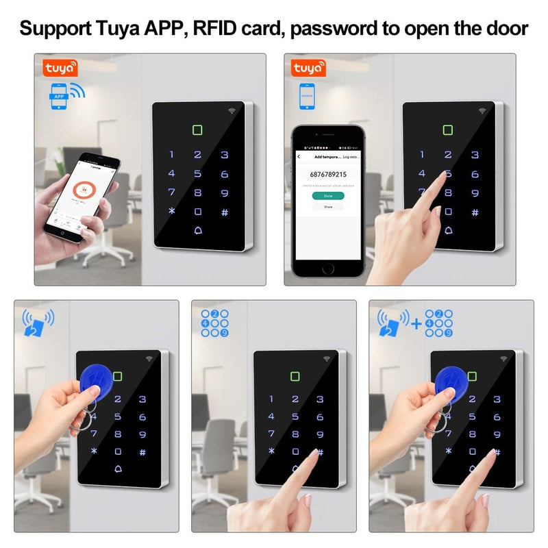 YiToo Waterproof RFID Access Control System Kit WiFi Tuya Access Controller with 350Lbs Force Electric Manetic Door Lock Full Set
