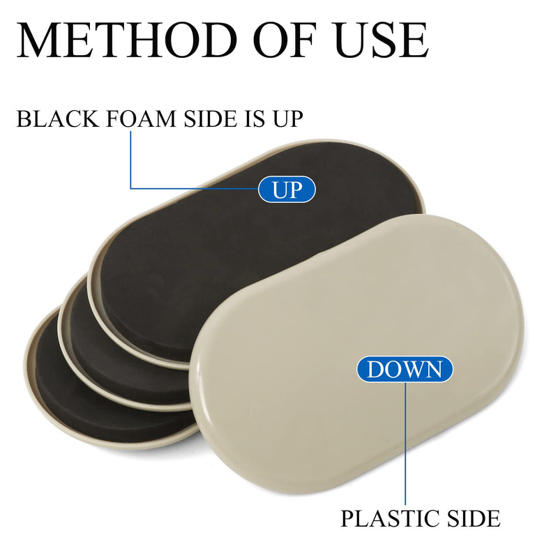 Furniture Slider, 3-1/2" x 6" Oval Heavy-Duty Furniture Movers, Reusable Carpet Sliders for Furniture, Heavy Furniture Moving Pads Moving Sliders - Protect The Surface of The Carpet (8 Pack) Beige 3-1/2" x 6"(For Carpet)