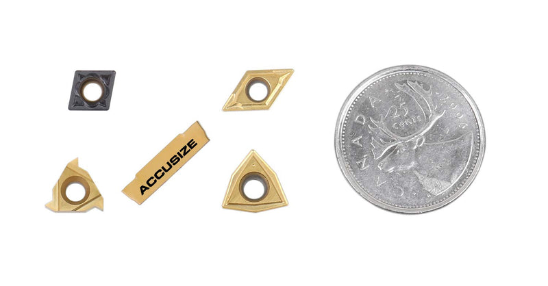 Accusize Industrial Tools 2 Pc of Each Kind of Carbide Inserts for 2387-2003, CVD Coated and Tin Coated, Total 10 Pieces, 2387-2003inserts | 10-Piece Replacement Set, 2 Each MGMN200, 11ER A60, WCMT2.52, CCMT21.51, DCMT21.51, 2387-2003INSERTS