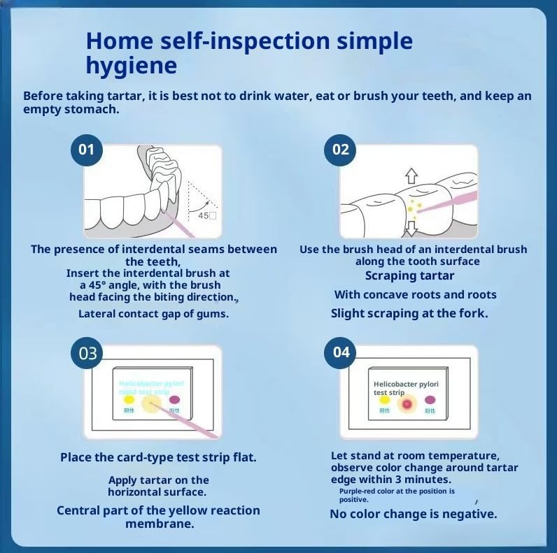 Helicobacter Pylori Detection Kit: The only Dental Plaque Detection Method, 3-Minute Rapid Testing, high Accuracy, Simple Operation, Convenient Home Reading,Chinese Version