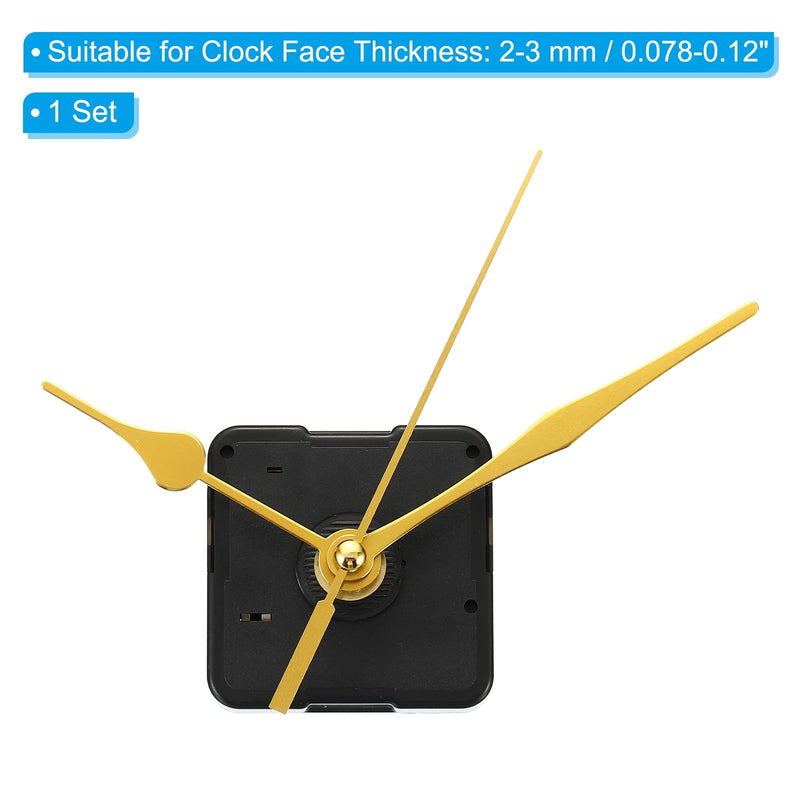 PATIKIL Clock Mechanism Replacement, Quartz Clock Mechanism Battery Operated DIY Wall Clock Aluminium Hands and Motor Kit Mute Movement, Gold
