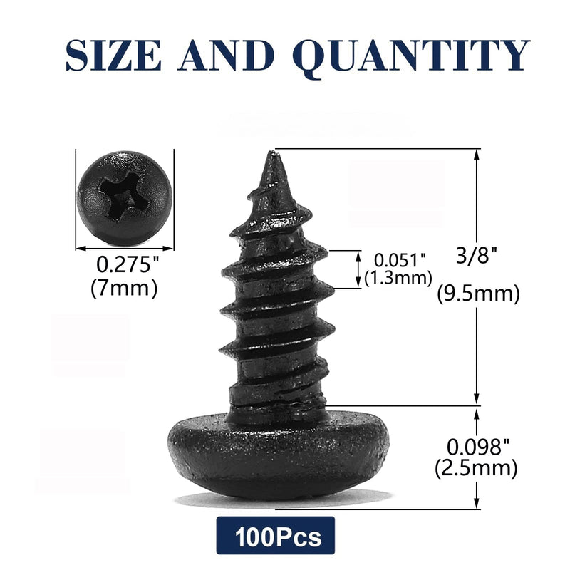 #6 x 3/8" Wood Screw 100Pcs 18-8 (304) Stainless Steel Pan Head Fast Self Tapping Drywall Screws Black Oxide by SG TZH #6 x 3/8"