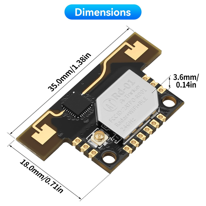 4pcs RD-01 Human Presence Sensor 24GHz Millimeter Wave Radar Sensor Module Supports WiFi BLE Data Transmission, Personalized Configuration 4