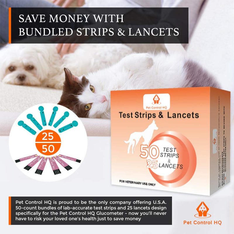 50 Test Strips for Pet Control HQ Blood Sugar Glucose Monitor System - Dog and Cat Glucose Monitoring - PawsPlanet Australia