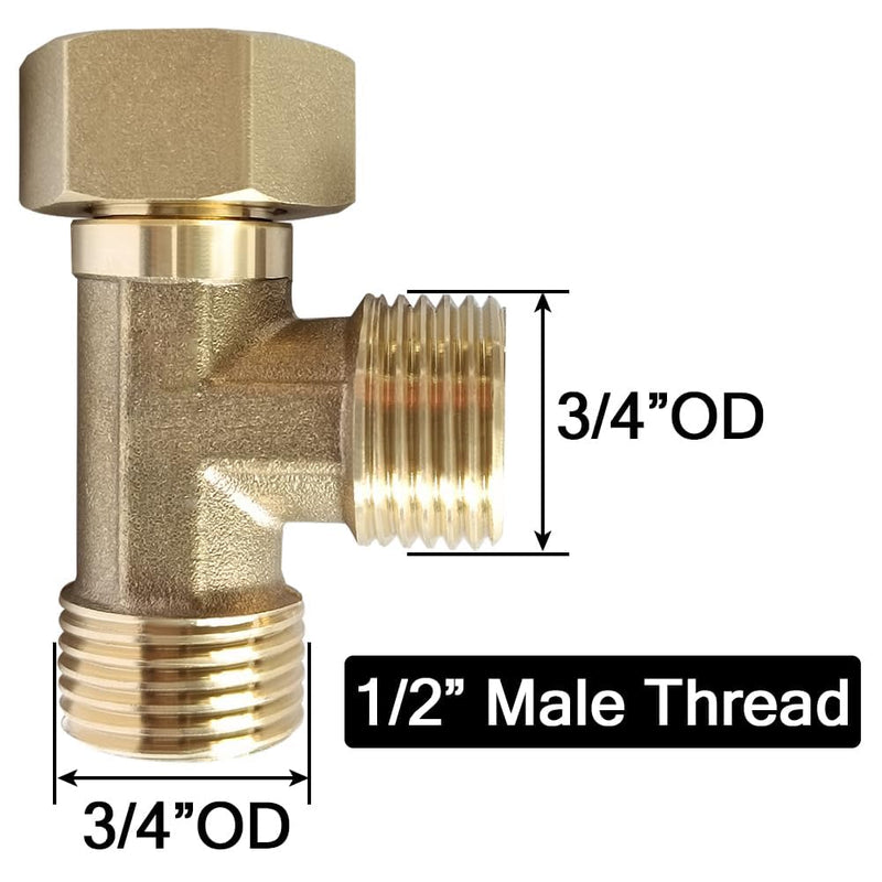 Joywayus Brass G1/2" 3 Way Diverter, Tee Shape Hose Pipr Fitting Adapter Connector, for Angle Valve Hose, Bath Shower Arm, Toilet Bidet Sprayer, Bathtub Faucet