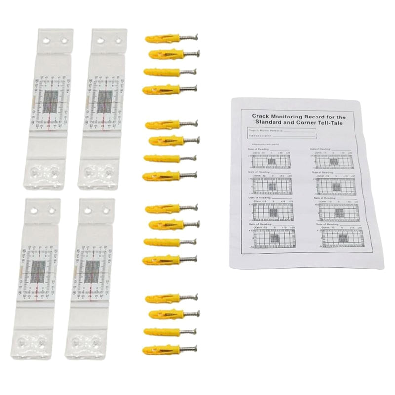 Yuly Heavy-Duty Building Crack Monitor For Concrete Masonry And Stucco Crack Gauge Monitor Crack Measuring Crack Width Gauge, 4 Pack
