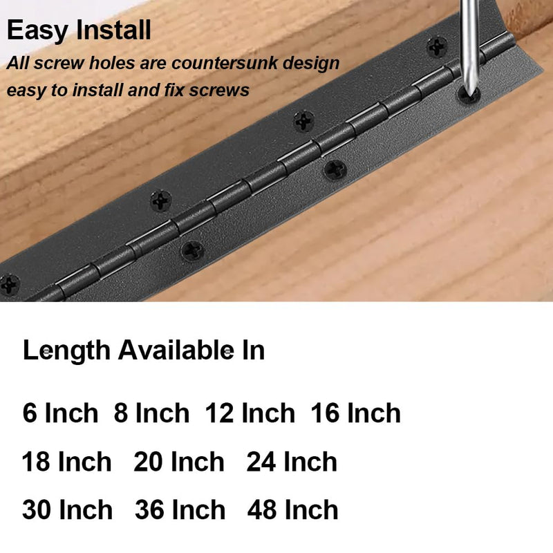 Piano Hinge 36 Inch x 1.2 Inch Heavy Duty Stainless Steel Black Continuous & Piano Hinges for Cabinets Boat Marine Door, 0.04" Leaf Thickness 1.2'' Open Width