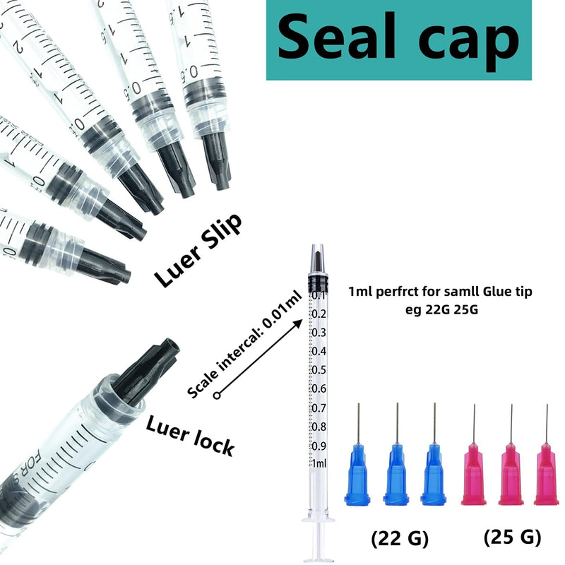 30 Pack 1ml, 3ml, 5ml, 10ml, 20ml Glue Dispenser with14ga,16ga, 18ga, 20ga, 22ga, 25ga Glue Dispenser head and Caps for Measuring and Refilling, Glue Applicator or Oil
