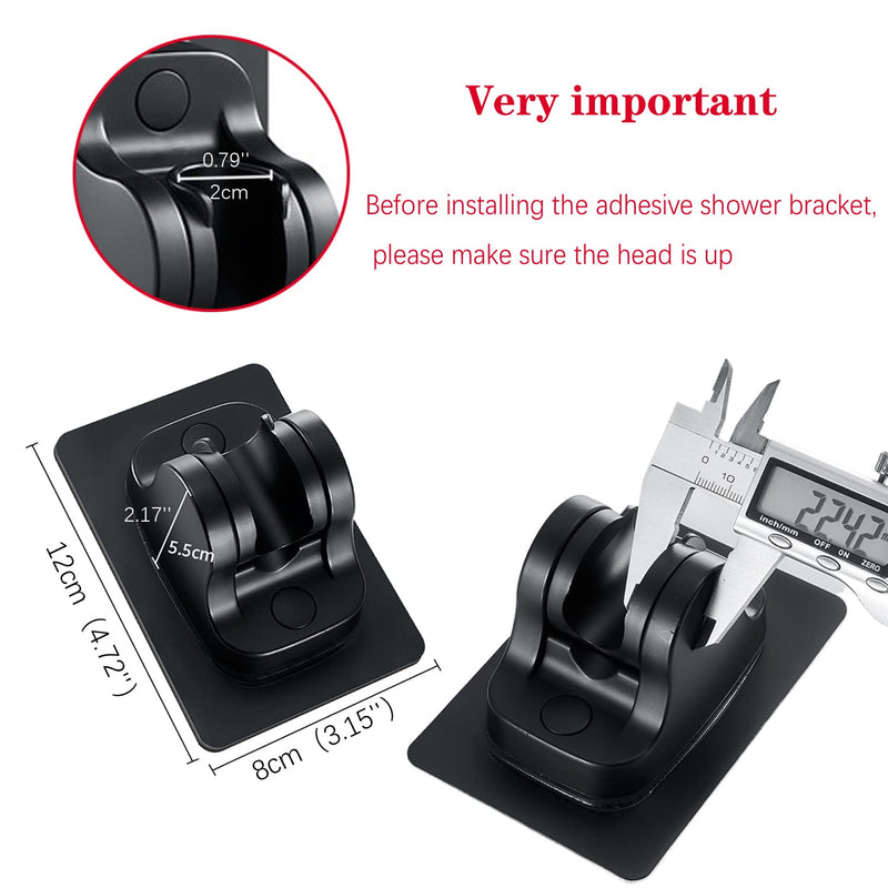 DASITON Large Wall Mount Strong Adhesive Waterproof Handheld Shower Holder,Shower Head Holder,for rv Shower Kids Shower Bathroom Shower Black