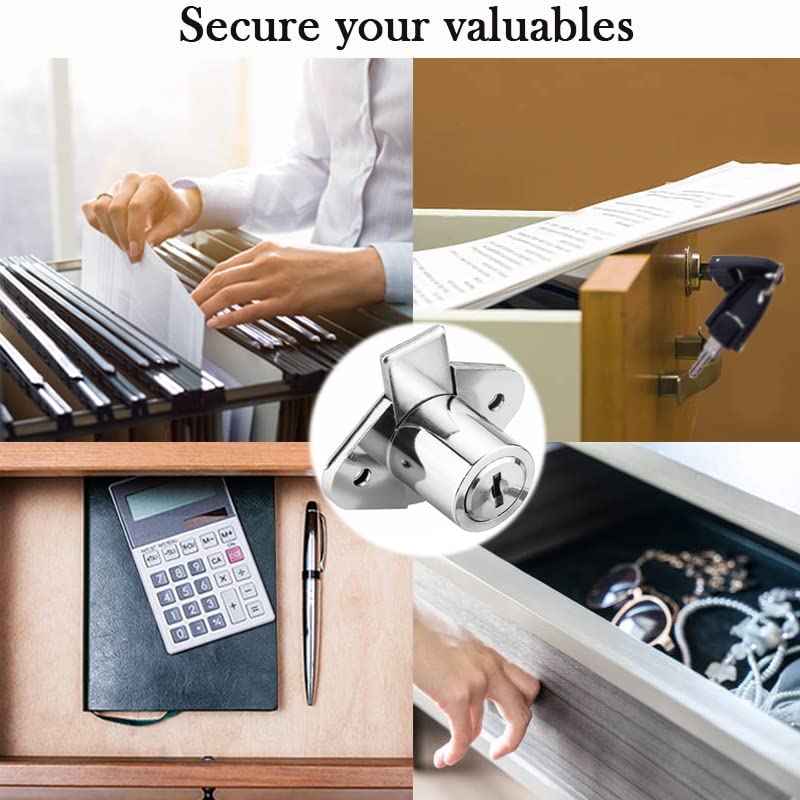 801 Office Furniture Desk Drawer Lock Cabinet Door Locker with Keys 7/8 in. Outside Diameter (1 Pack, Chrome, keyed different1) 801 Keyed Different Chrome, 1PACK