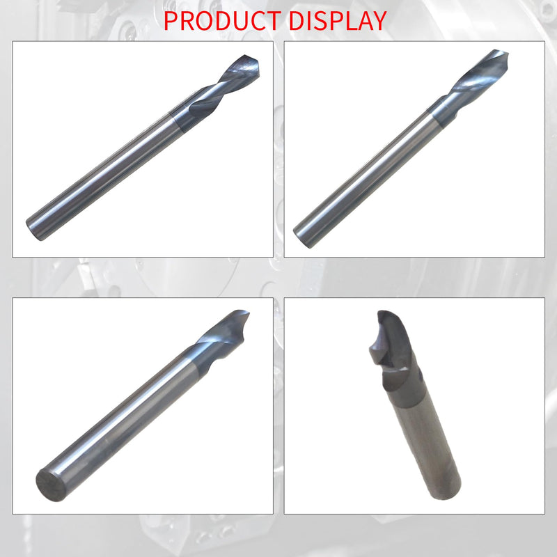 1/4" Carbide Spotting Drills, 2-1/2" Overall Length, 2 Flute, 120 Degree, 1/4" Shank Diameter, 3/4" Flute Length, AlTiN Coated, Spot Drill 1/4 in