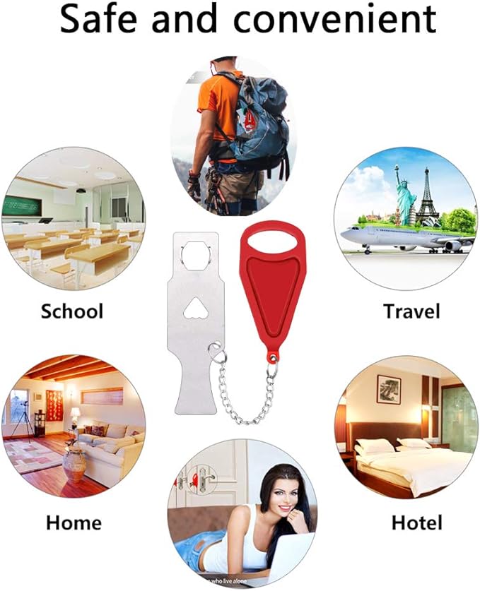 Portable Door Lock, Travel Lock, AirBNB Lock, School Lockdown Lock Also Security Home Apartment Living Hotel Motel, Security Lock Used for Travel, Family, Hotel Security Xhwykzz (2 Pack) - NewNest Australia