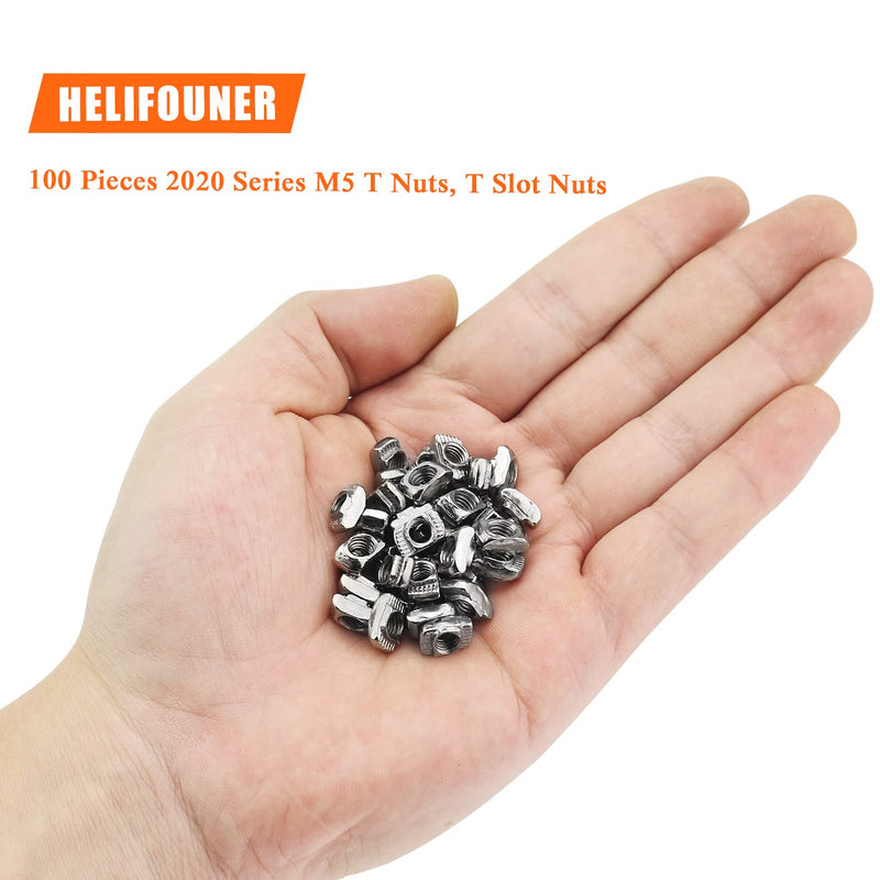 100 Pieces 2020 Series M5 T Nuts, M5 T Slot Nuts for Aluminum Profile M5 (100 PCS)