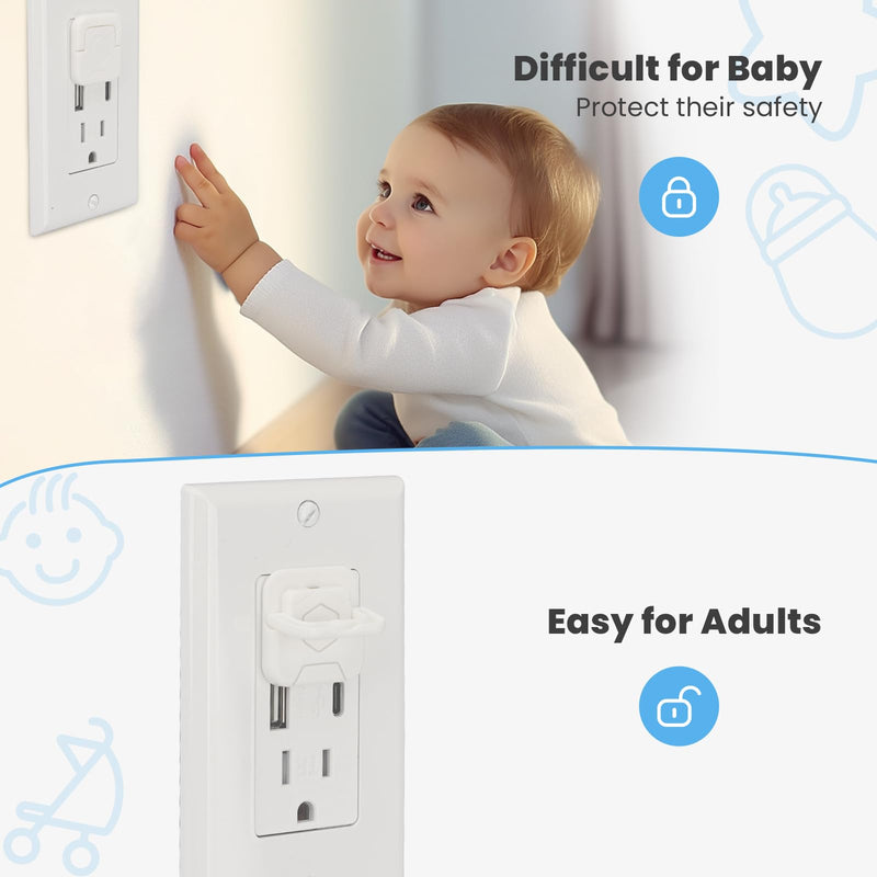 32 Pack Outlet Covers Baby Proofing, Socket Covers with Hidden Pull Handle, Child Safety Outlet Covers