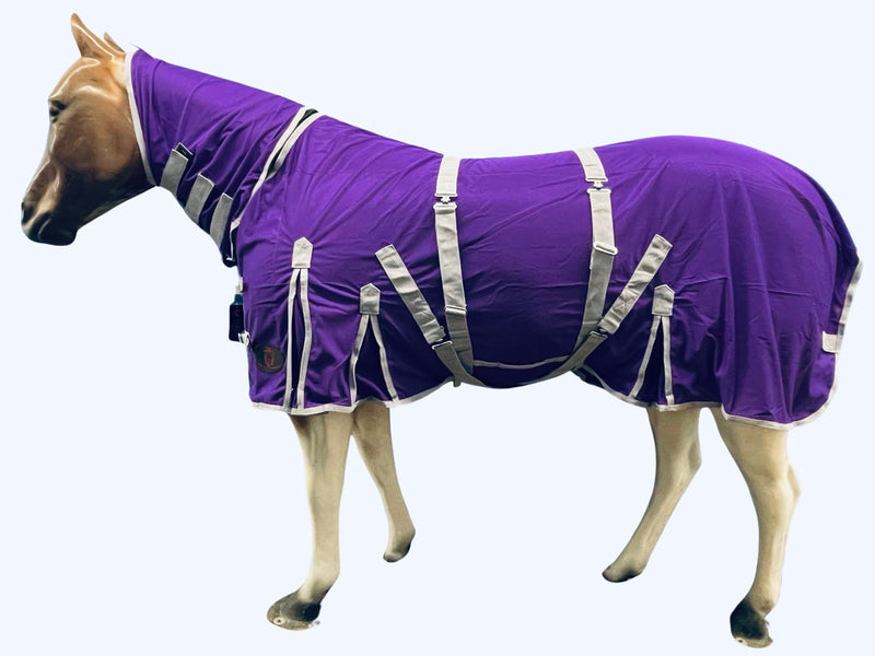 Heavy Duty Horse Fly Sheet with Neck and Detachable Belly Band | Summer Sheet (76, Purple) 76