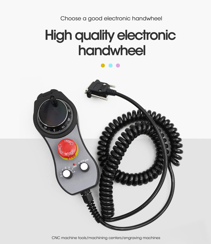 RATTMMOTOR CNC Electronic Handwheel, 6 Axis CNC Handwheel MPG Pendant 25100CPR 5-12V with Emergency Stop Manual Pulse Generator DB15 Interface for CNC Router Engraver Milling Lathe Machine