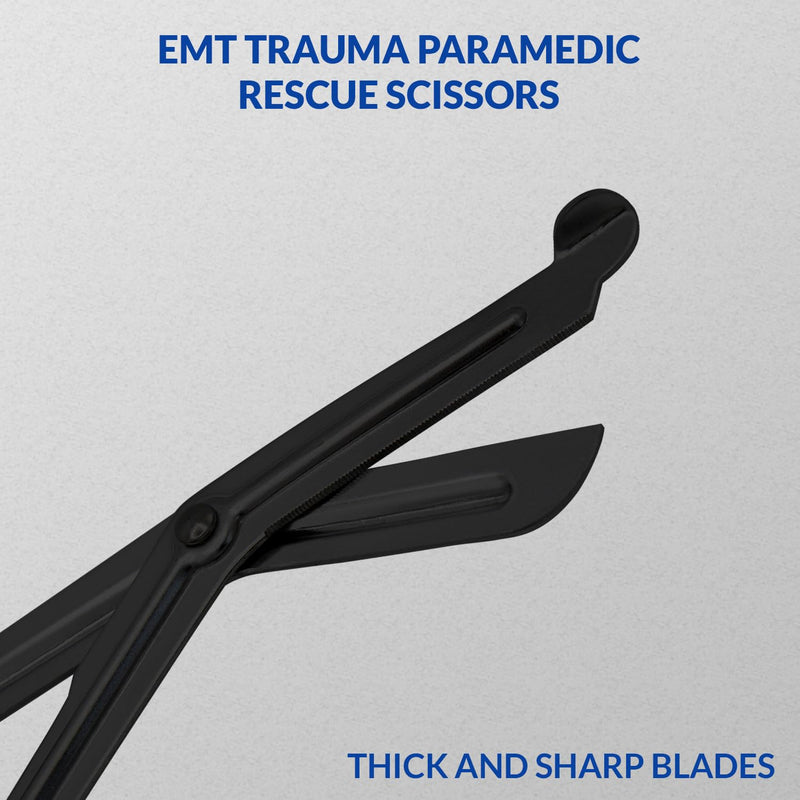 Bandage Scissors – Stainless Steel Medical Scissors for Nurses – Non-Stick Trauma Shears (Black, 5.5 Inch) Black