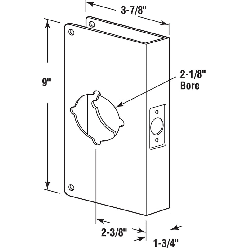 Prime-Line MP9541 Brass Single Bore Hole Lock and Door Reinforcement Plate for 1-3/4 in. Thick Doors, Brass Finish (Single Pack)