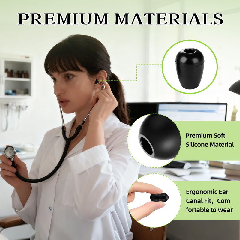 8Pcs Stethoscope Ear Tips Replacement Parts for Littmann Cardiology 3 & 4, Silicone Stethoscope Ear Pieces Cover Accessories(Black, Small and Medium)