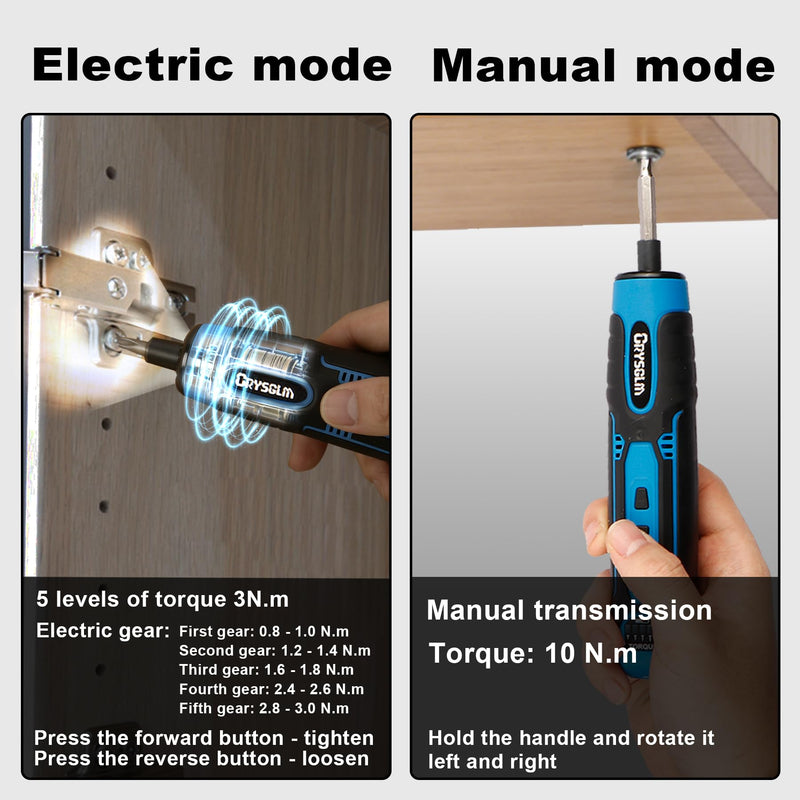3.6V Cordless Screwdriver Set, Electric Screwdriver with 24 in 1 Magnetic Bits, 3-10 N.m Torque for Electrician Tools & DIY,300RPM (Sky Blue)