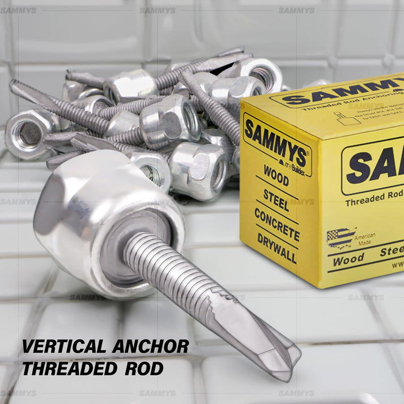 Everflow 8037957-25 3/8" Screw Vertical Threaded Rod Anchor Designed for Steel Structure, Steel, Electro-Zinc, 12-24 x 1-1/2" Screw Length (25 Pack) Pack of 25
