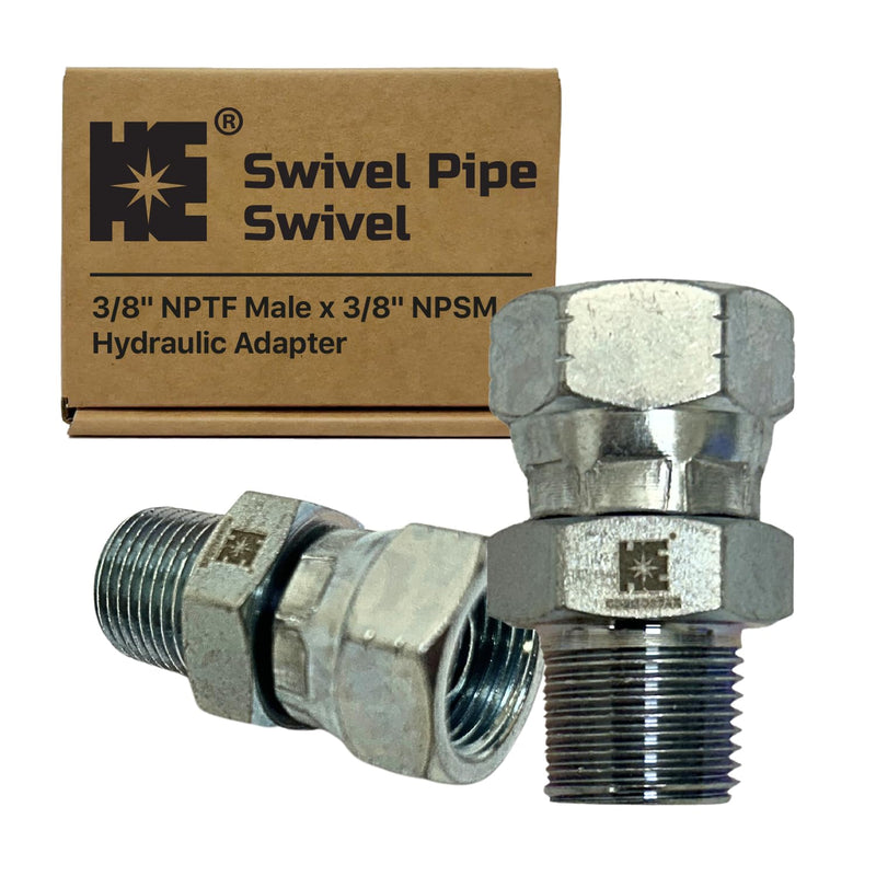 Cosmostar 3/8" NPTF Male x 3/8" NPSM Swivel Pipe Swivel, Hydraulic Adapter 1 3/8" x 3/8"