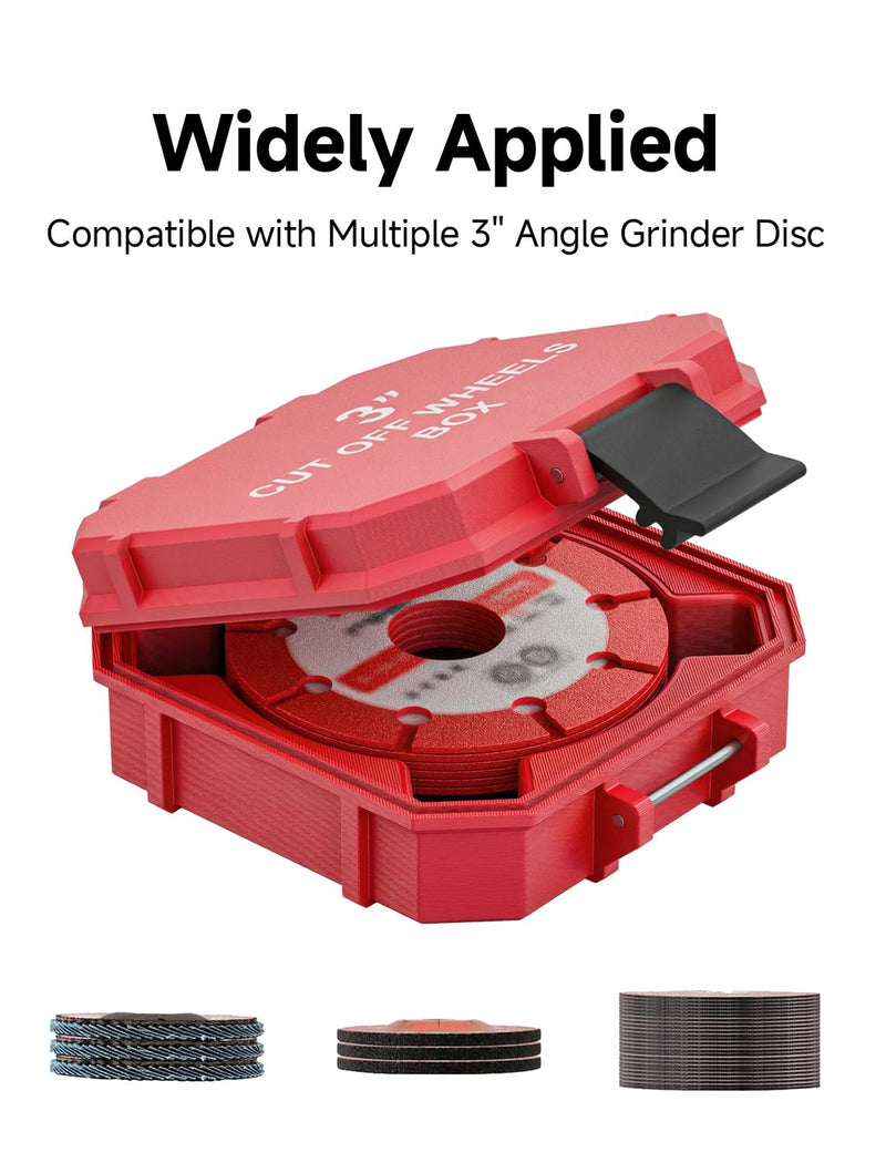 3 Inch Cutoff Wheel Storage Case, Portable Red Organizer Holder for 3 Inch Grinder Discs 3 Inches