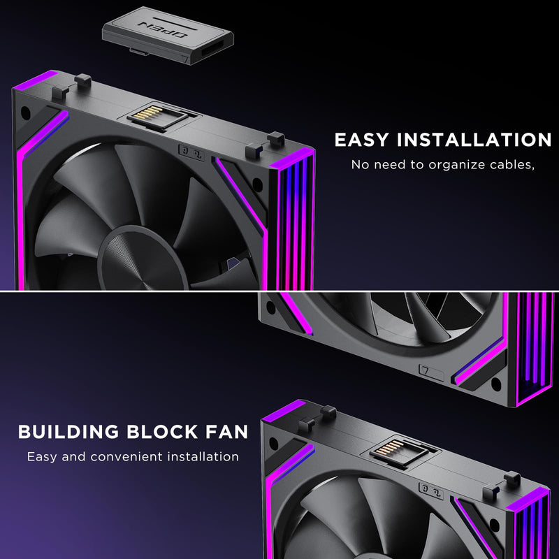 Interstellar V2 RS 120mm PC Reverse Blade Case Fan Infinity Mirror Module Daisy-Chain ARGB Fan Triple Pack Suitable Computer Cooling Fans 360mm AIO Cooler(Black-3Pack) V2RS Black Reverse-3Pack