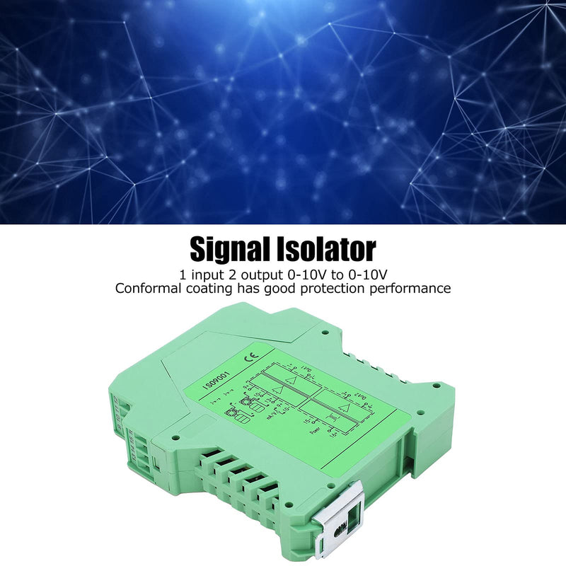 DC Signal Isolator, Analog Signal Isolator, 0-10V To 0-10V High Reliability 1 IN 2 OUT DC24V Powered Current Signals Conditioner for 2 or 3 Wire Transmitters