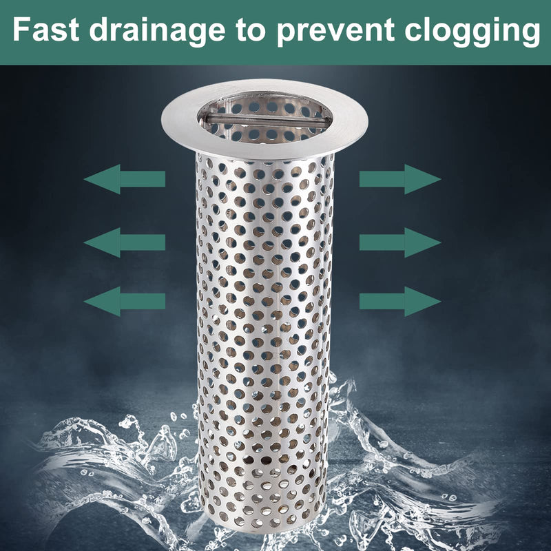 3" Floor Drain Strainer, osseph 316 Stainless Steel | Food Grade 316 SS, acid alkali resistant. Cylindrical mesh filter with handle. 4" tall 4" Tall x 3" Diameter