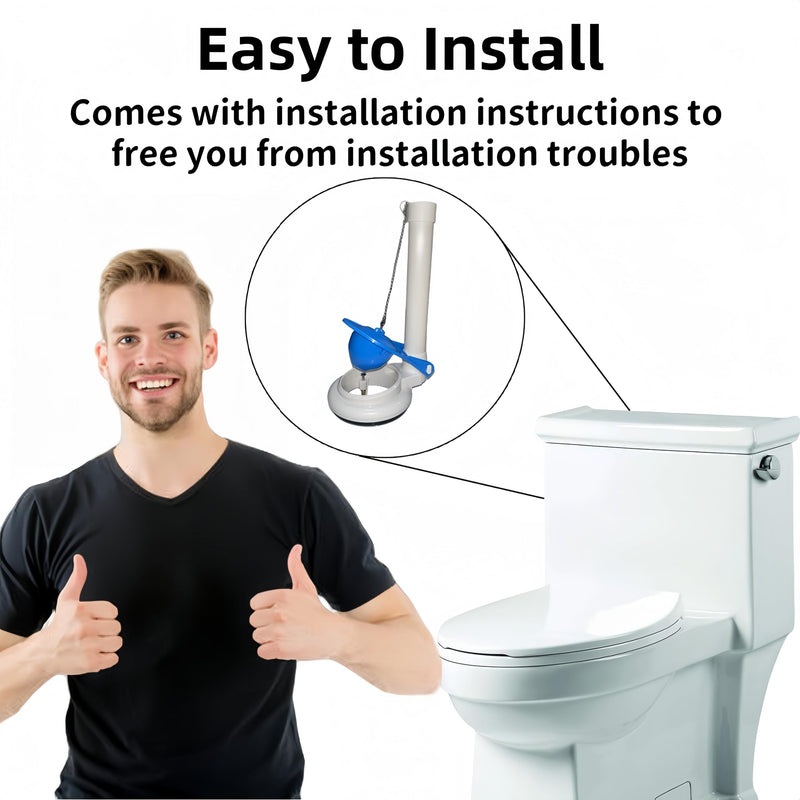Toilet Flush Valve Assembly, 3 Inch, Compatible with One - Piece Toilets -WC Tank Repair and Replacement Part Featuring Chain and Flapper Blue/White