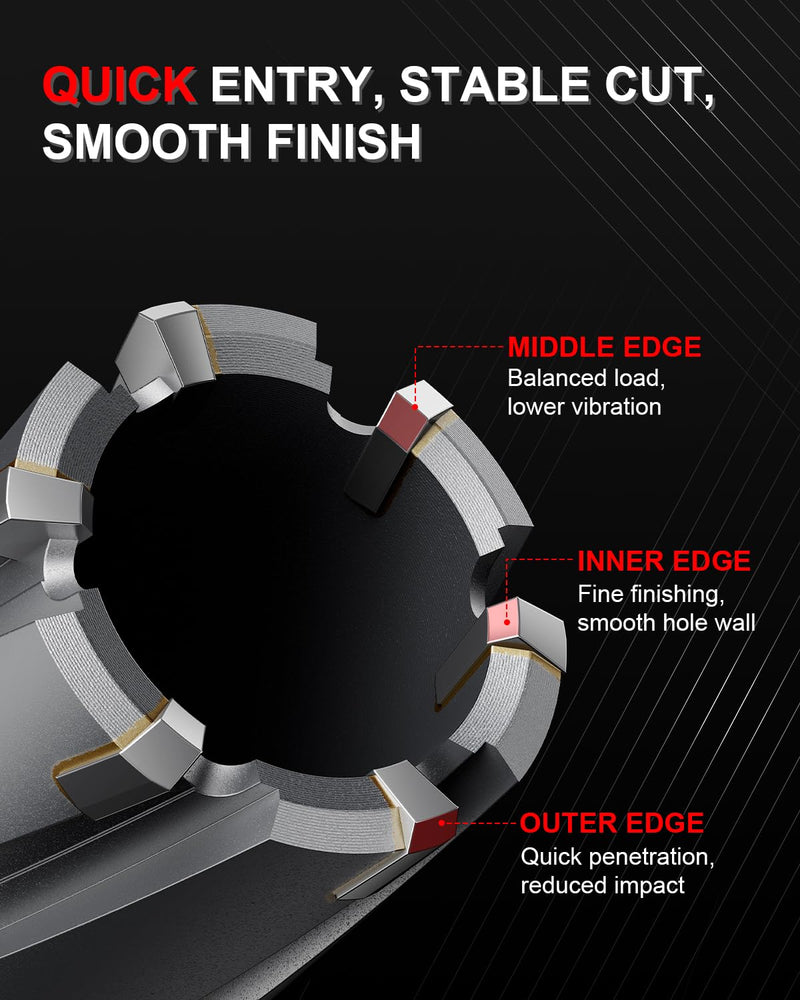Kolvoii TCT Annular Cutter, 1" Cutting Diameter x 2" Depth of Cut, 3/4" Weldon Shank, Mag Drill Bit with Pilot Pin and Hex Key, Fast Cutting for Stainless Steel, Cast Iron and Metal